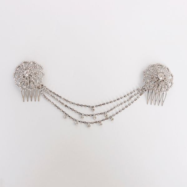 

xinyun exquisite retro hair combs headband hair accessories flowers rhinestone bride wedding jewelry ladies comb decoration, Golden;white