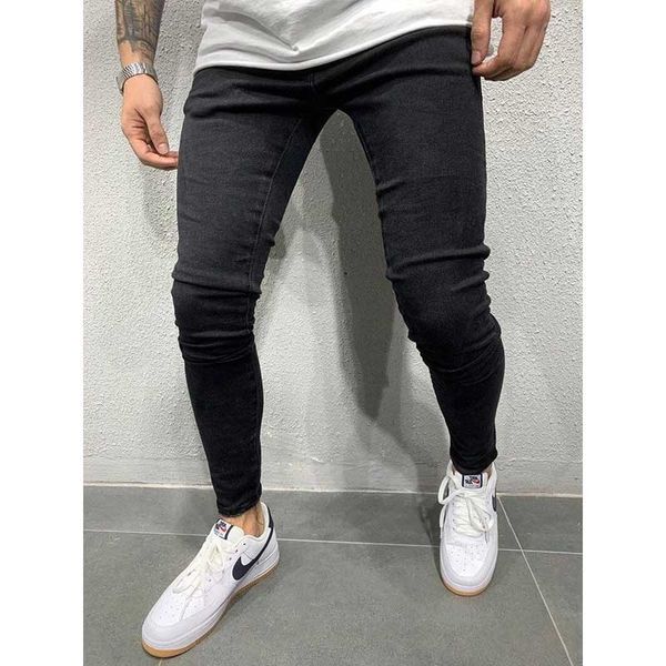 

2020 new men's jeans black classic fashion designer denim skinny jeans men's casual high-quality slim hip-hop high street, Blue