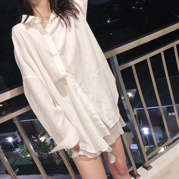 

spring new style casual and versatile paper man tie shirt, White