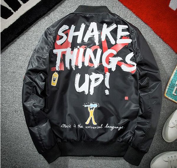 

yizlo ma1 bomber jacket letters print graffiti mens spring jackets harajuku hip hop jaqueta masculina streetwear coat, Black;brown