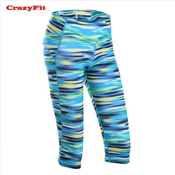 

crazyfit 2018 running tights sport leggings for women yoga fitness training gym breathable compression trousers pants sportswear, Black;blue