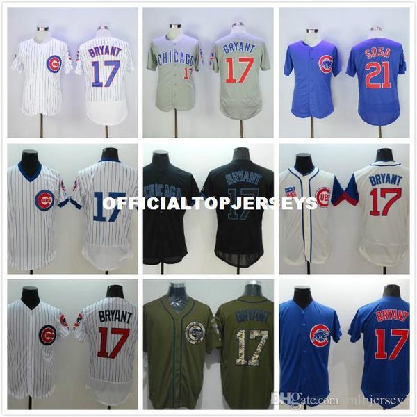 

17 kris bryant 21 sammy sosa 27 addison russell jersey, Black;blue