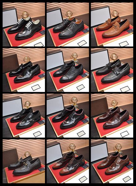 

40ss luxury designer leather men dress shoes high grade wedding party original designer classic loafers shoes fashion driving shoes, Black