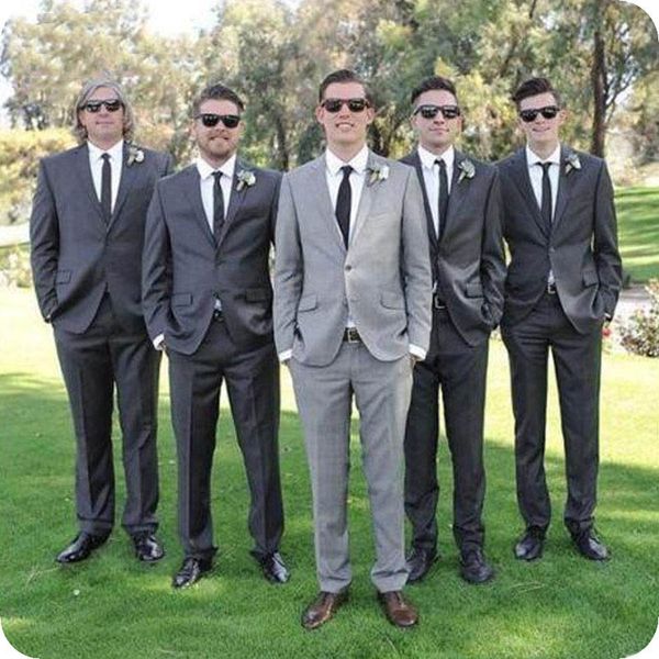 

latest coat pant designs grey men suits for wedding tuxedo bridegroom blazer jacket 2piece costume homme two-button slim fit terno masculino, Black;gray