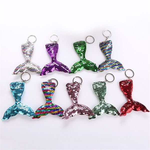 

sequins mermaid keychains reflective sequin fish tail keyring key chain mermaid tail pendant keychain cute key ring accessories christmas, Blue