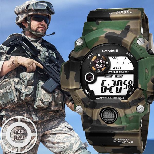 

2019 new waterproof analog digital led watches men electronic clock men army sports wrist watch relogio masculino, Slivery;brown