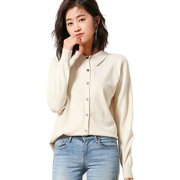 

2019 new autumn winter cashmere wool cardigan sweater coat women long sleeve knitted female outerwear coat crochet sweaters 2xl, White