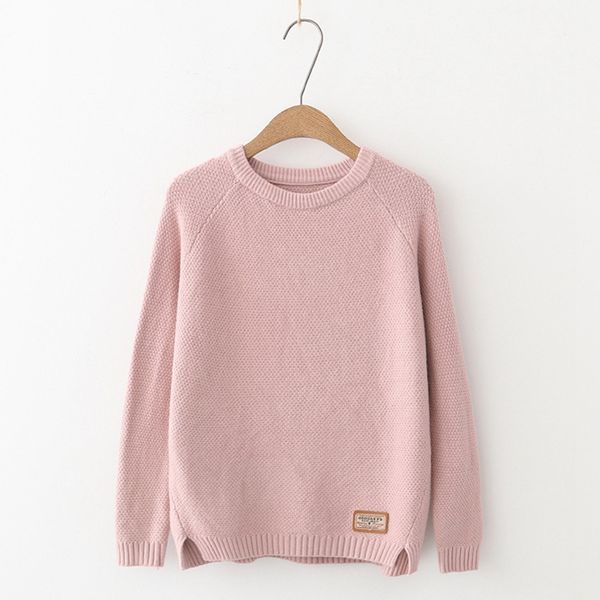 

casual solid beknitted sweater women 2018 autumn winter long sleeve o-neck pullover plus size loose sweaters pull femme, White;black
