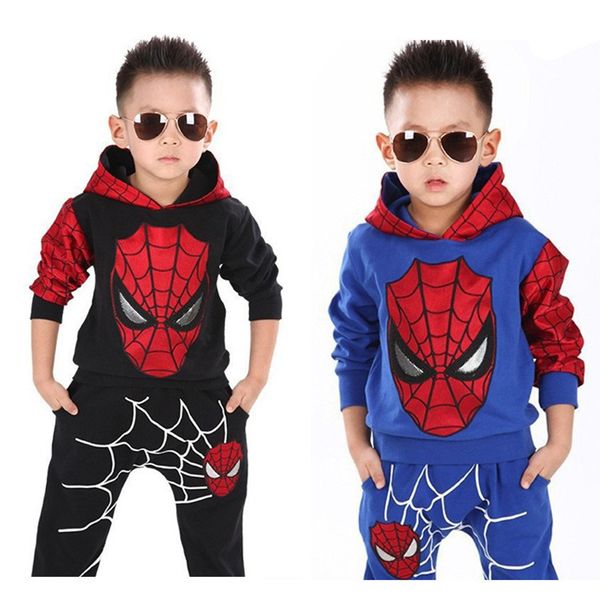 

New pring autumn boy weater pider man long leeve hooded ca ual children 039 two piece cartoon kid et baby kid clothing et b