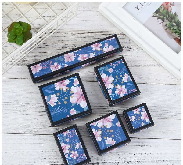 

[ddisplay]classic pink sakura blue jewelry packing box with black edges, glamour ring storage case, romantic gift pendant & bracelet packing, Black;white