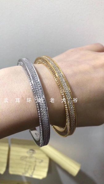 

new european and american water drill opening ring rhodium silver baigang brass fine ladies bracelet, Black