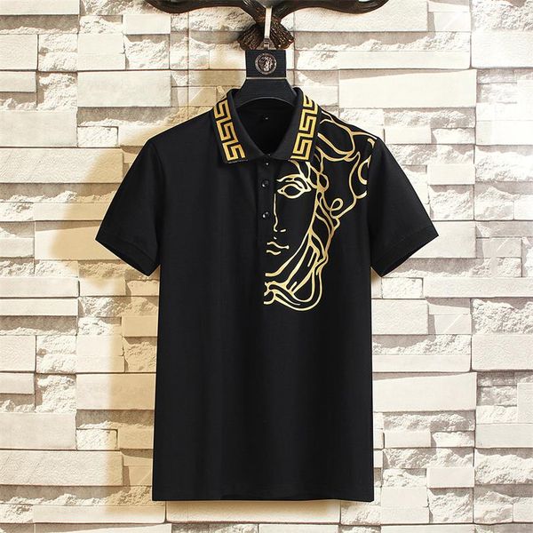 

new designer polo shirts men's luxury polo casual men's polo t-shirt snake bee alphabet embroidery fashion high street men's, White;black