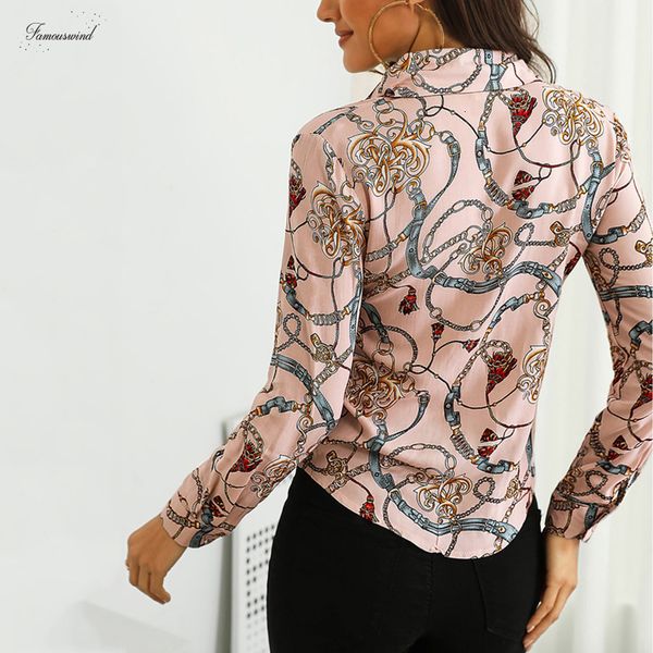 

women print button casual blouse regular clothing 2019 spring fall long sleeve elegant down shirt ladies blouses, White