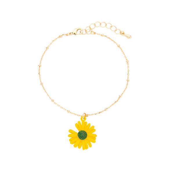 

link, chain 2021 ins gold white pink yellow coated daisy flower minimalism bracelet korean fashion party jewelry, Black