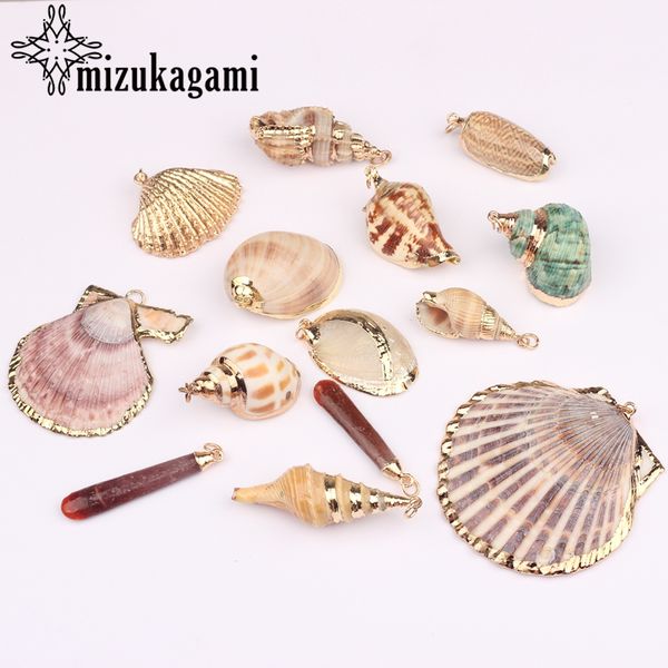 

marine sea natural shell conch charms pendant 10pcs/lot for diy bohemia jewelry earrings making accessories, Bronze;silver