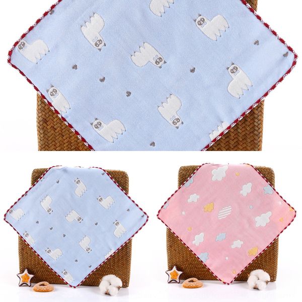 

5-strip pure cotton six-layer gauze lace square towel lace square towel 40 strands soft absorbent durable