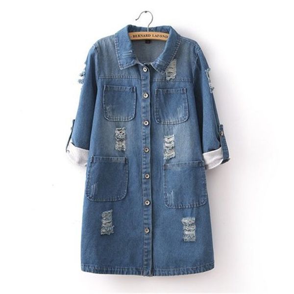 

plus size 5xl denim jacket women 2018 new spring autumn fashion long sleeve jeans coat female casual ripped denim jacket, Black;brown