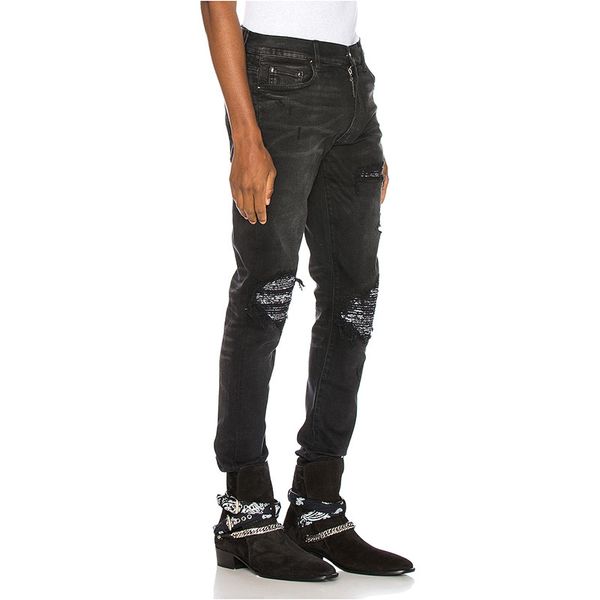 

fashion-designer jeans hole zipper men jeans motorcycle biker men pants black size 28-40, Blue