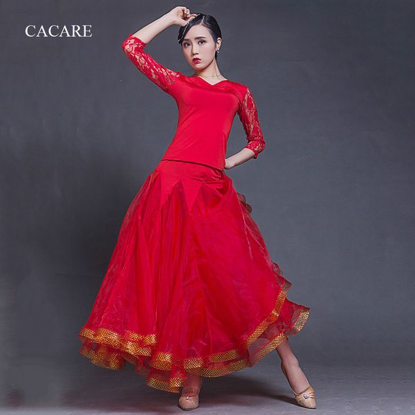 

customize ballroom dance competition dresses standard dance dresses ballroom dress skirt set 5 choices d0632 big hem, Black;red