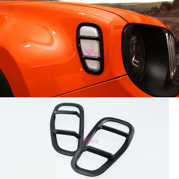 

for jeep renegade 2015 2016 2017 2018 black color side lamp cover light blinker overlay abs garnish panel car styling accessories