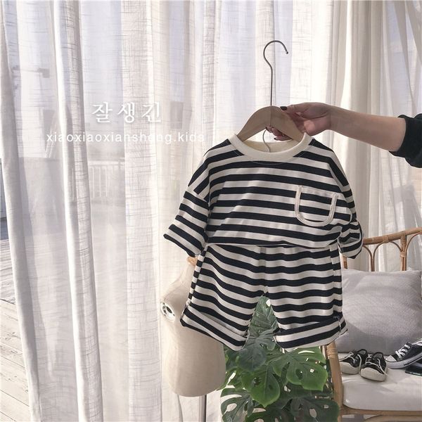 

детский весенне-летний сезон 2020 года хлопчатобумажный костюм в полоску, White