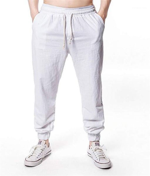 

sport linen pants breathable hip hop casaul streetwear high street fashion belt pencil pants solid color size m 3xl plus size summer mens, Black