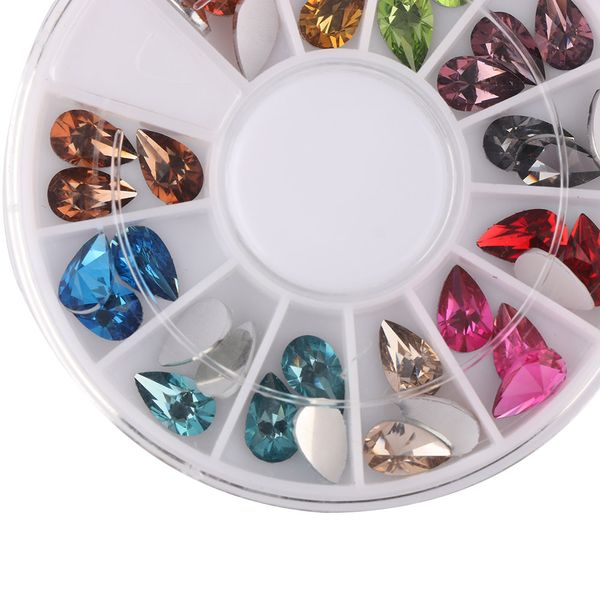

1 box new colorful 3d nail art rhinestones glitters acrylic tips diy manicure decoration crystals beads in wheel, Silver;gold