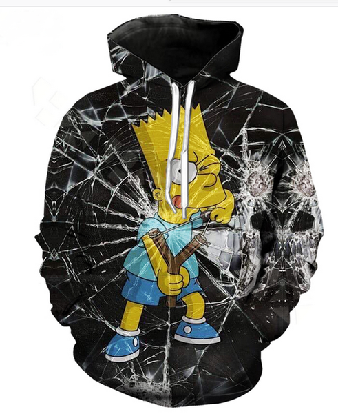 

2019 classic cartoon simpsons new fashion 3d printed hoodies women men pullovers outerwear casual harajuku hip hop style a379, Black