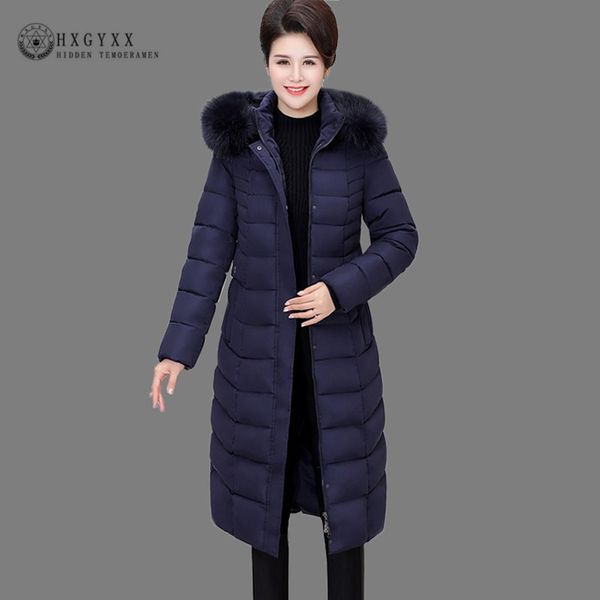 

7xl 2018 fur collar quilted coat long winter puffer jacket woman parka female cotton outwear plus size warm snow wear okd735, Black