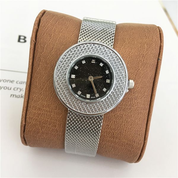 

luxury new model woman quartz watch shinning dial stainless steel watches ladies quartz wristwatch valentine's gift nice gift, Slivery;brown