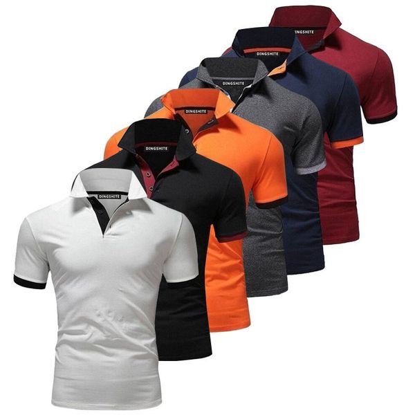 

mens clothing 2020 summer short sleeve solid slim shirt men casual regular polos breathable button shirt 6 color s-xxl, White;black