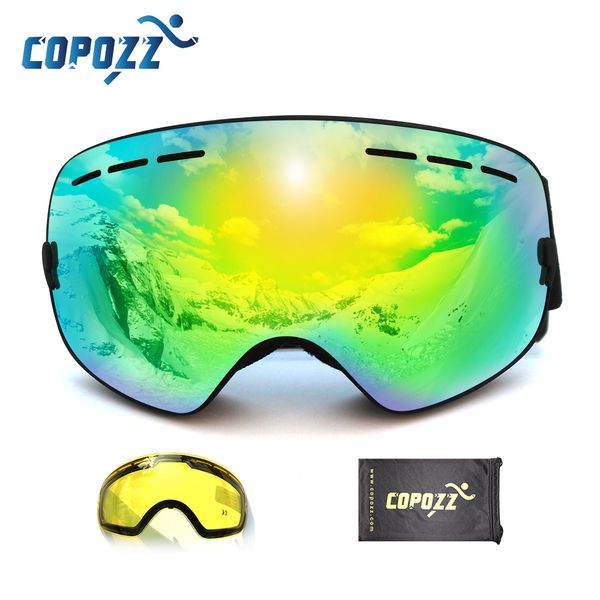 

copozz brand professional ski goggles 2 double lens anti-fog weak light anti-fog spherical skiing glasses men women snow goggles