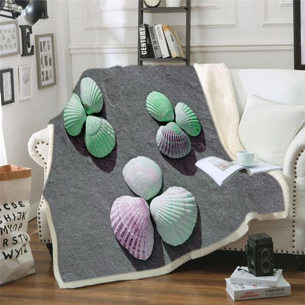 

sea life 3d print shell shrimp microfiber home blanket girls wearable coral hooded fleece blanket