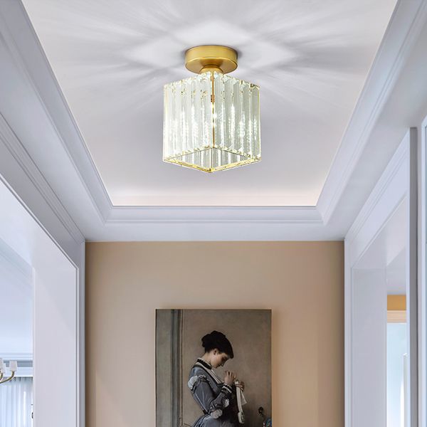 Modern Small Square Crystal Chandelier Lights Luxury Gold Chandelier Lamp Led Ceiling Light Fixture For Hallway Balcony Entryway Chandelier Design