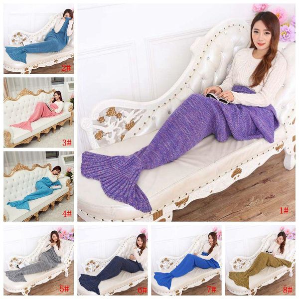

warm fish tail blankets women sleeping bag bedding winter soft pashmina knitted sofa blanket mermaid tail blanket for kid an2955