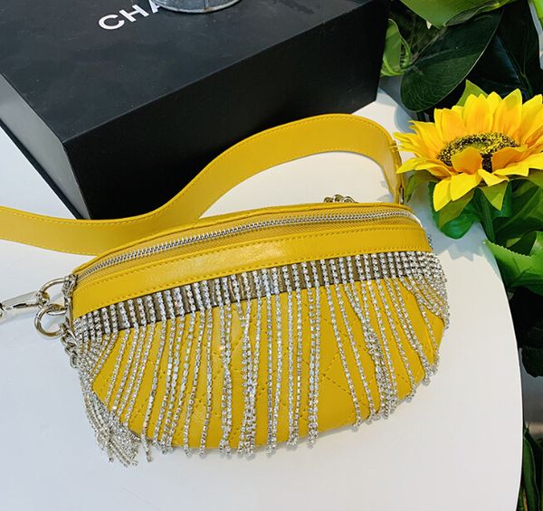 

korean version of the fringed women's shoulder bag 2019 spring and summer new casual wild rhombic chain slung handbag