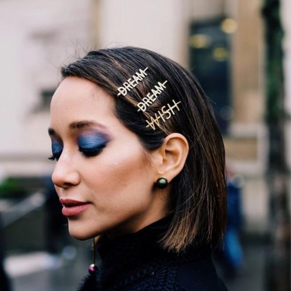 

gold metal dream hair clips fashion girl hairpin simple designer big wish words barrettes woman hair accession wholesale, Golden;silver