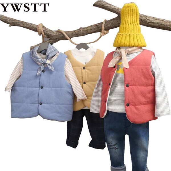 

children's coats winter kids girls vests child boys thicken cotton warm waistcoat children's sleeveless jacket outerwear, Blue
