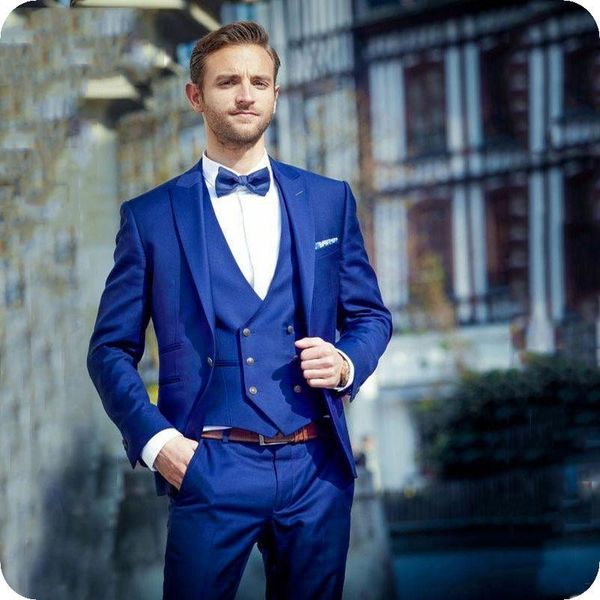 

royal blue men suits wedding suits for man peaked lapel bridegroom custom made slim fit formal prom tuxedos groom man, White;black