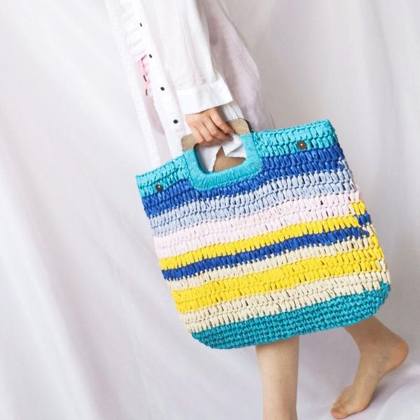 Designer-Jhd-Bohemian Sacos de Palha para Mulheres Grande Capacidade Bolsas Beach Summer Vintaz Rattan Bag Handmade Kintted Travel Bolsas