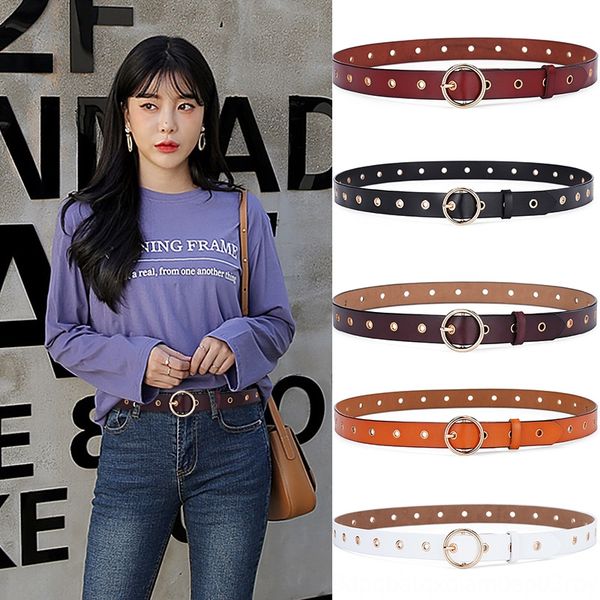 

genuine leather and pin jeans rivet pneumatic eye classic men's and women's genuine leather pin buckle belt all-match jeans belt, Black;brown