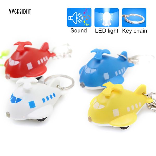 

car keychains pendant helicopter shaped key ring with led light sounding luminous key chain keyring red blue white yellow