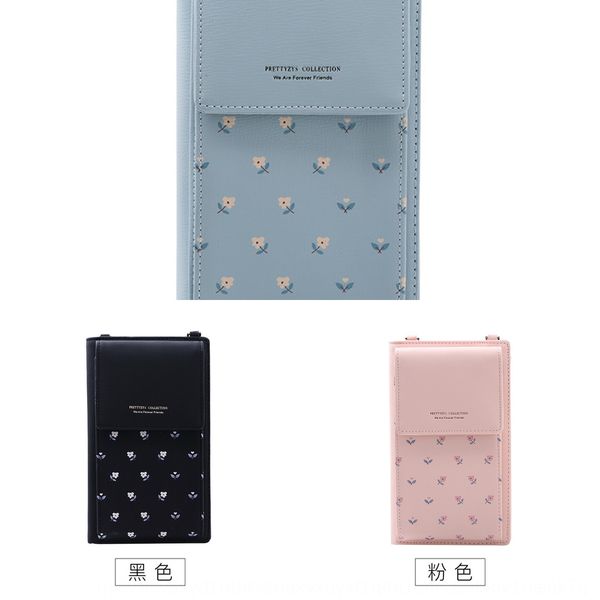 

mobile small floral printing pu leather two-fold phone mobile phone bag zipper bag diagonal multi-functional women's wallet, White