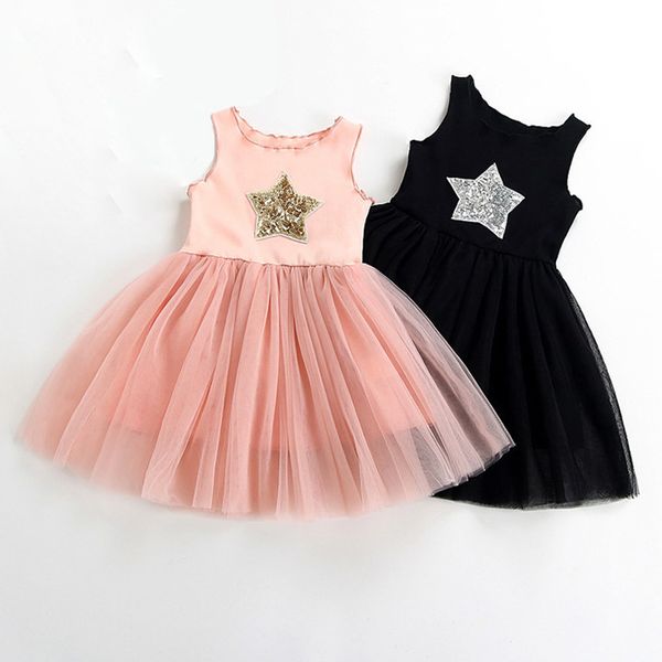 

fancy sequined dress for girls 2019 new summer sleeveless kids dresses baby girls princess party tutu dress rt397, Red;yellow