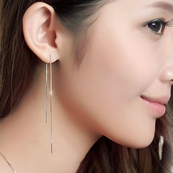 6-20 cm Orecchini pendenti a goccia a catena lunga Orecchini in argento sterling 925 Gioielli di moda Polsino dell'orecchio per le donne