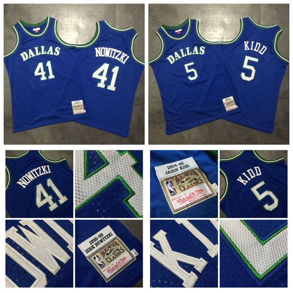 

men dallas mavericks jason kidd dirk nowitzki mitchell & ness blue 1994-95 1998-99 hardwoods classics swingman player jersey01, Black;red