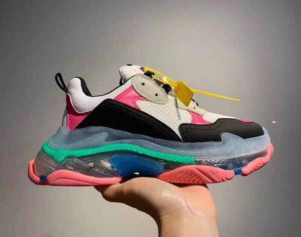 

women men luxury platform dad casual crystal bottom triple-s leisure designer shoes sneakers for men vintage old grandpa trainer chaus cs02, Black