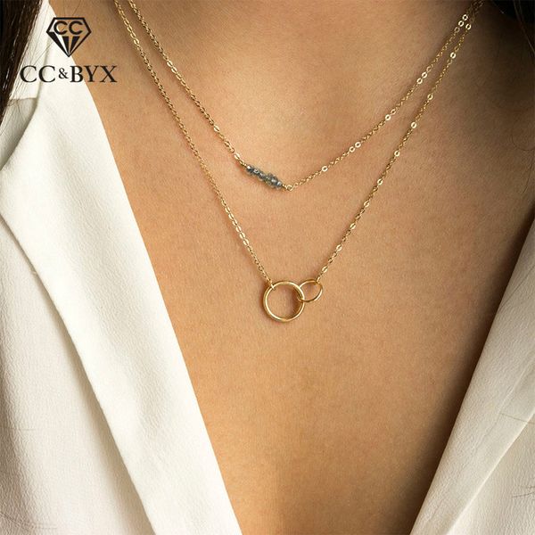

cc stainless steel necklace for women choker office necklaces fine fashion jewelry crystal pendant party gifts dainty cdnn025, Golden;silver