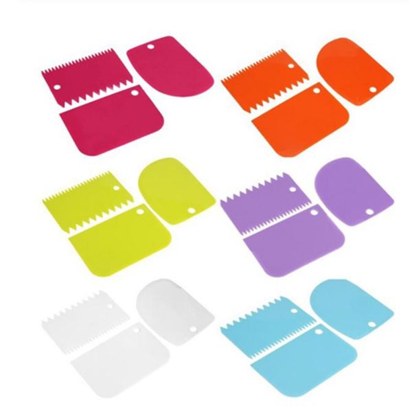 

3 piece cake cream plastic scraper cake cutter flatten color scraper kitchen baking tool other bakeware