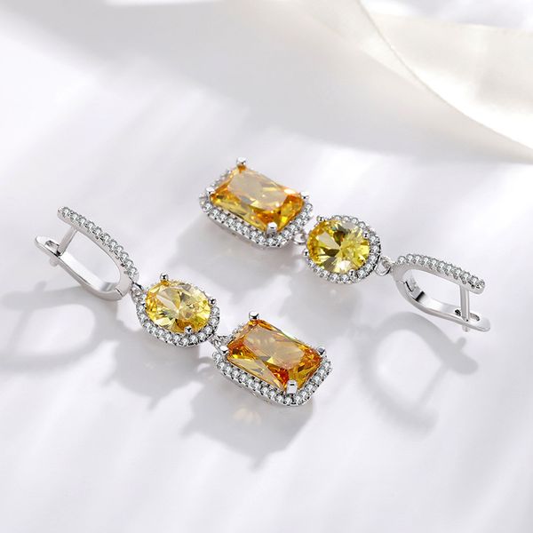 

silver 925 jewelry vvs1 diamond earring for women z bizuteria gemstone silver 925 jewelry drop garnet earring orecchini girl, Golden;silver